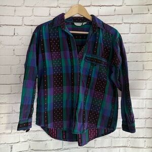 Vintage Khazana Purple and Green Plaid Men's Shirt